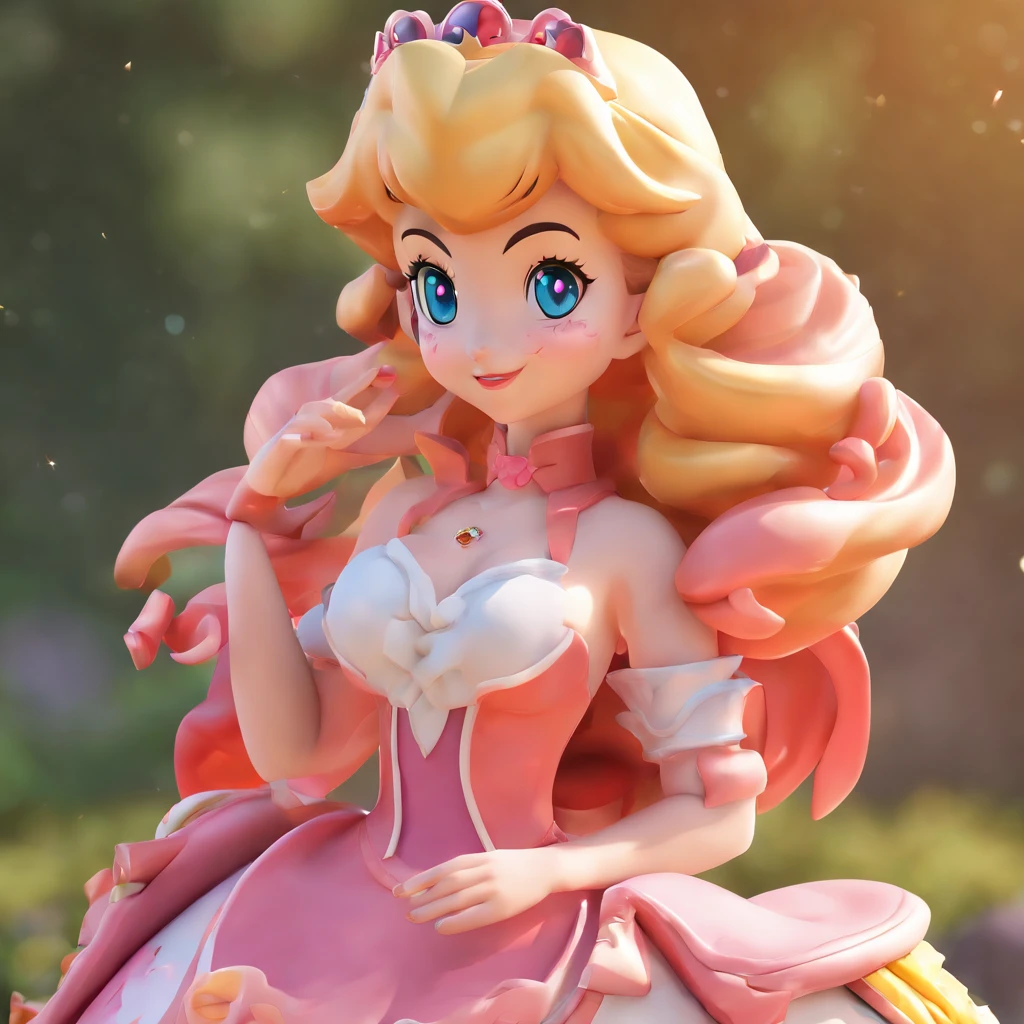 A close up of a toy figure of a princess with a pink dress - SeaArt AI