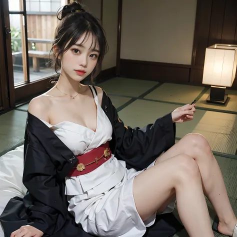 hi-school girl, lesbian, Japan Yukata, No bra,, Legs spread wide