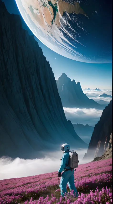 Morning was waking up on an unknown planet, Like shaking off particles of night fog. gradually, The silhouettes of plants and the contours of the landscape became more and more distinct in the light of the rising sun. cosmonaut, shrouded in his spacesuit a...