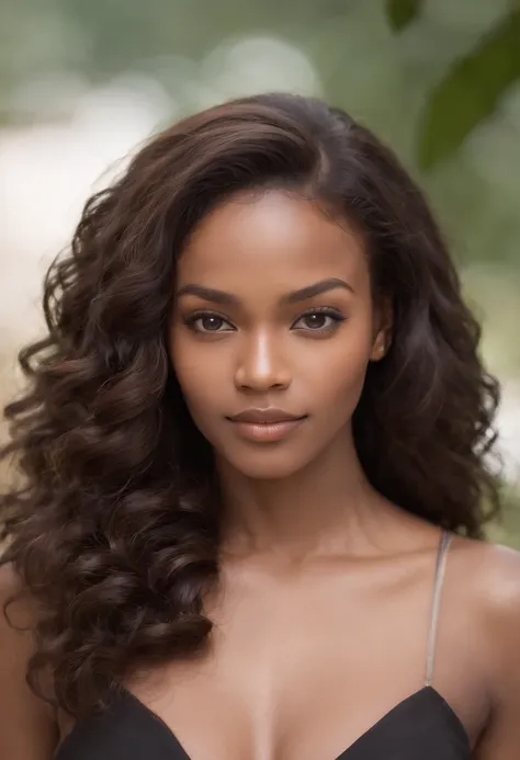 Attractive Sexy Skinny African American 20 Years Old Black Wavy Waist Length Hair Looking Back 4120