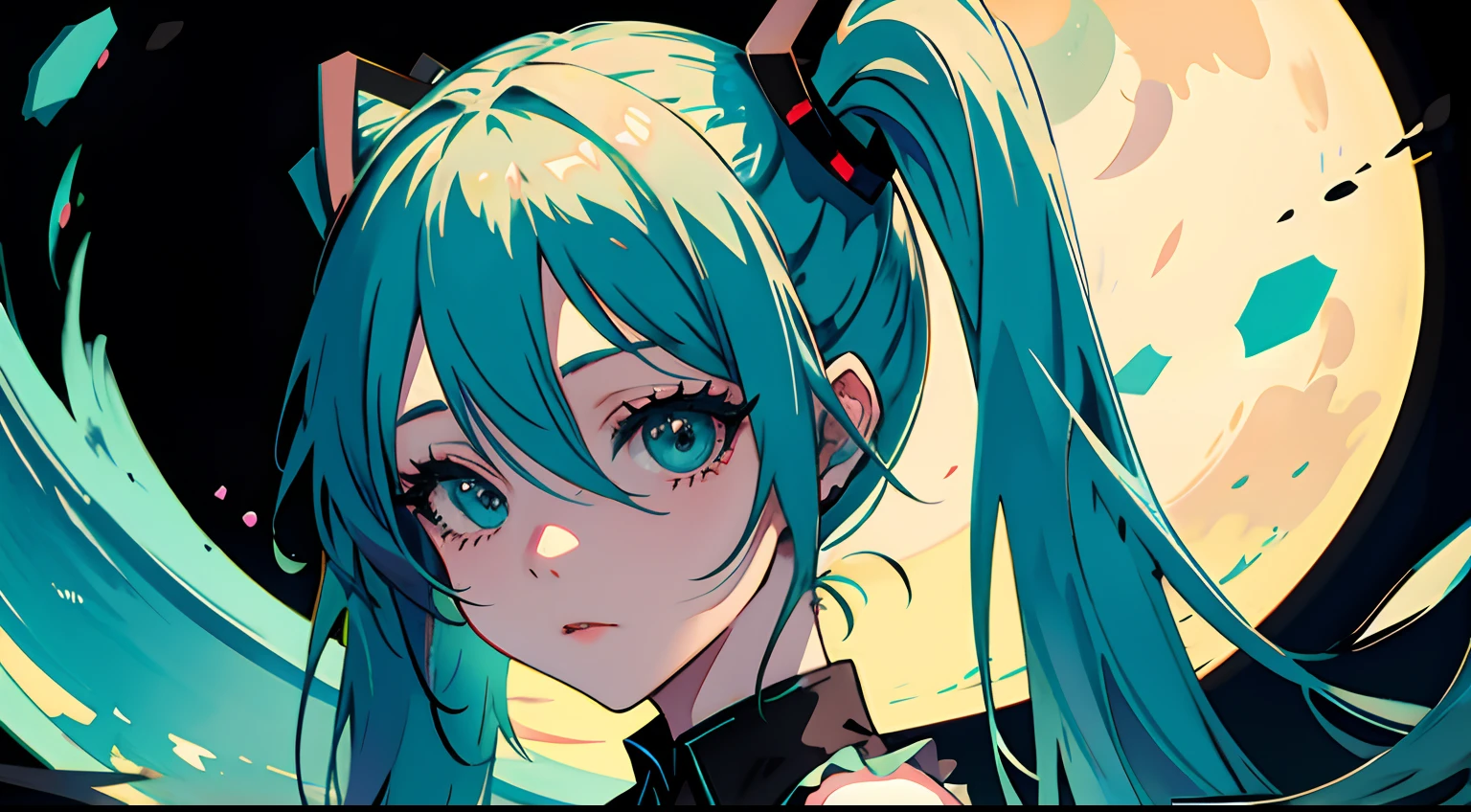 Hatsune Miku, A frown, shadowed face, Masterpiece, absurdities,