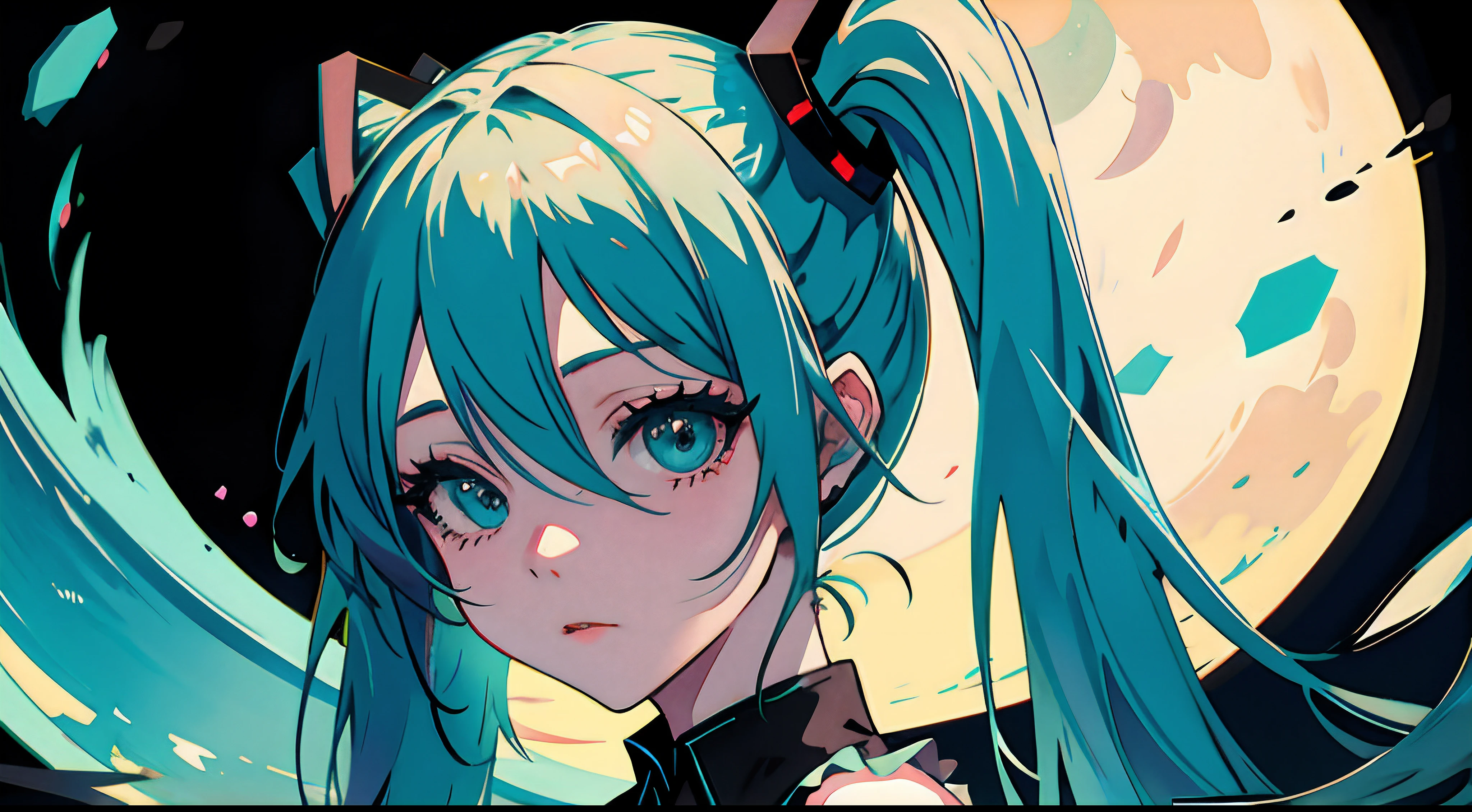 Hatsune Miku, A frown, shadowed face, Masterpiece, absurdities,