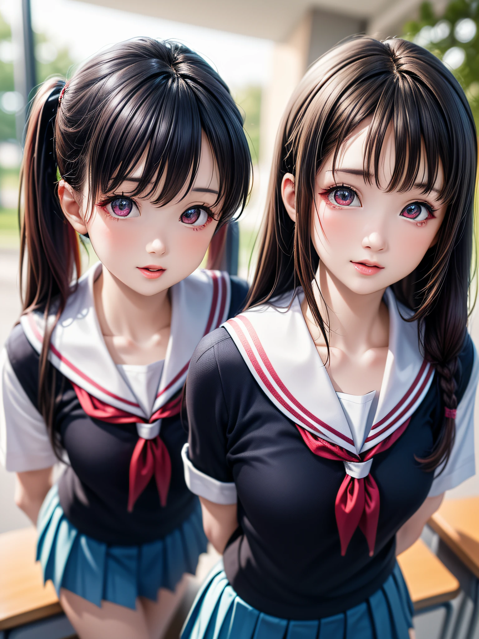 (2young girls), (highly detail - SeaArt AI