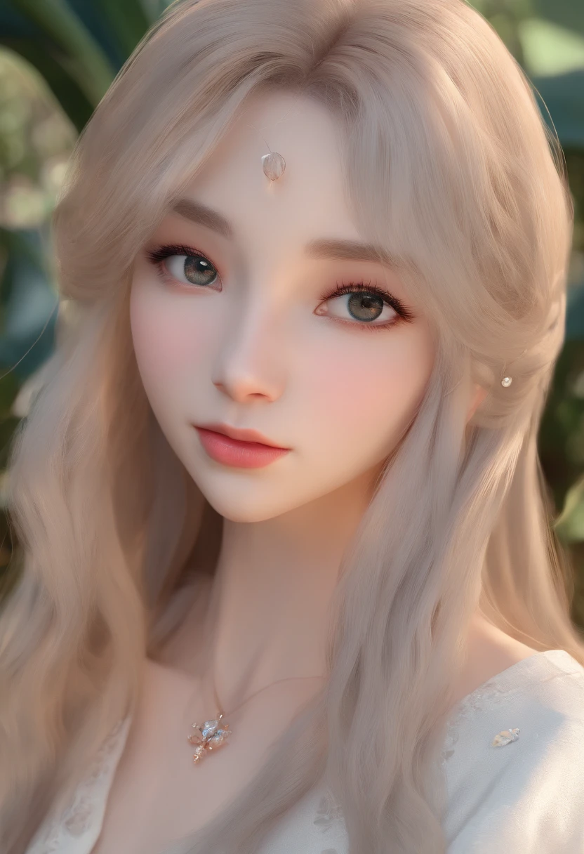 Masterpiece, Highest quality, (solofocus), (Perfect face:1.1), (High detail:1.1), (hyper detail eyes), Dramatic, One has pale skin，A guy with white hair, White eyes, Solo, Long hair, pouty lips, fur, Arrogant expression, Rose garden, Detailed background, Art germ, Cinematic lighting, stocklings，