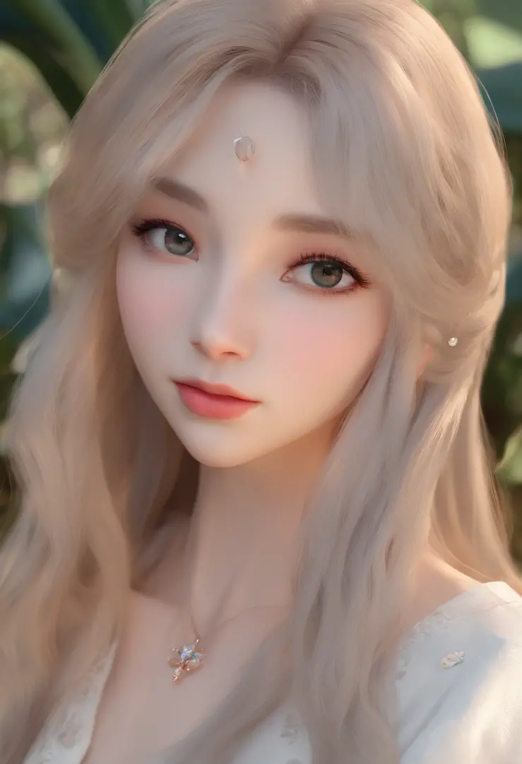 Masterpiece, Highest quality, (solofocus), (Perfect face:1.1), (High detail:1.1), (hyper detail eyes), Dramatic, One has pale skin，A guy with white hair, White eyes, Solo, Long hair, pouty lips, fur, Arrogant expression, Rose garden, Detailed background, A...