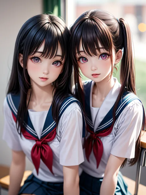 (2young girls), (highly detail - SeaArt AI