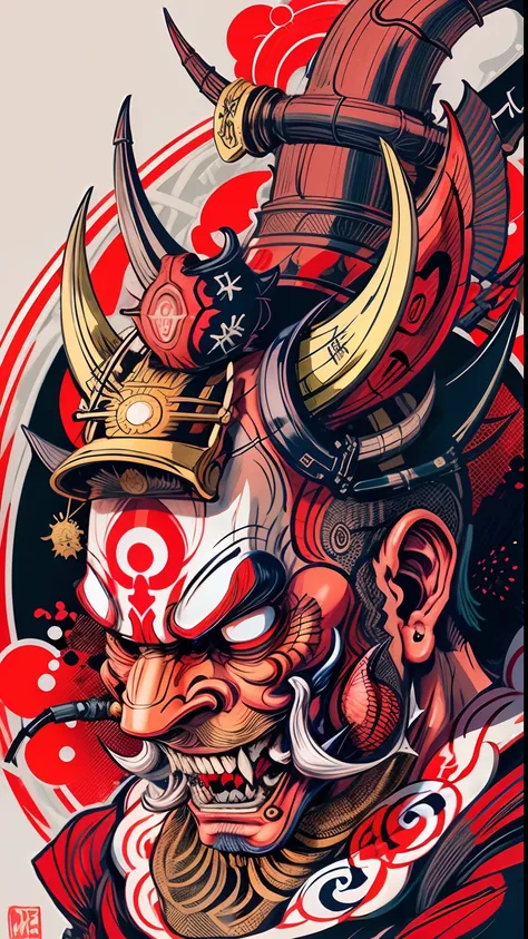 Hannya mask style of 0mib, illustrator, masterpiece, high quality, 8k ...