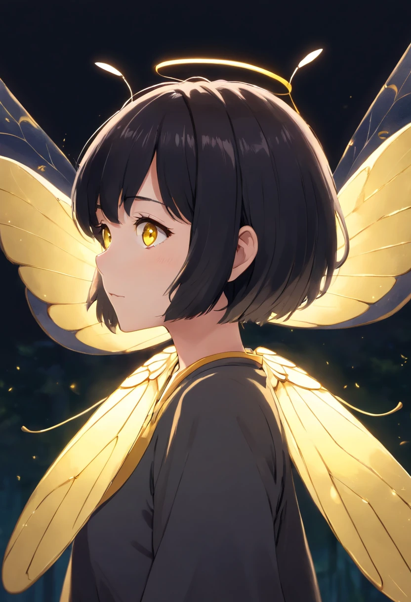Крупный план человека с крыльями желтого ангела - SeaArt AI
