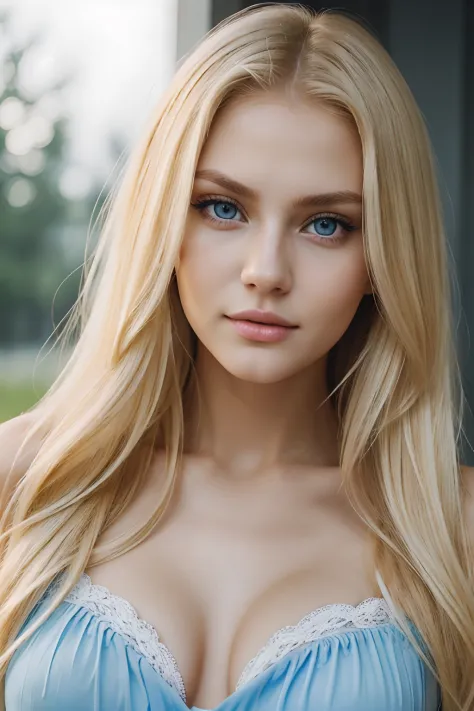 blond woman with blue eyes posing for a picture, instagram model, yelena belova, perfect face ), dasha taran, 18 years old, sexy face, gorgeous young model, long blonde hair and large eyes, angelina stroganova, beautiful model, very pretty model, russian g...