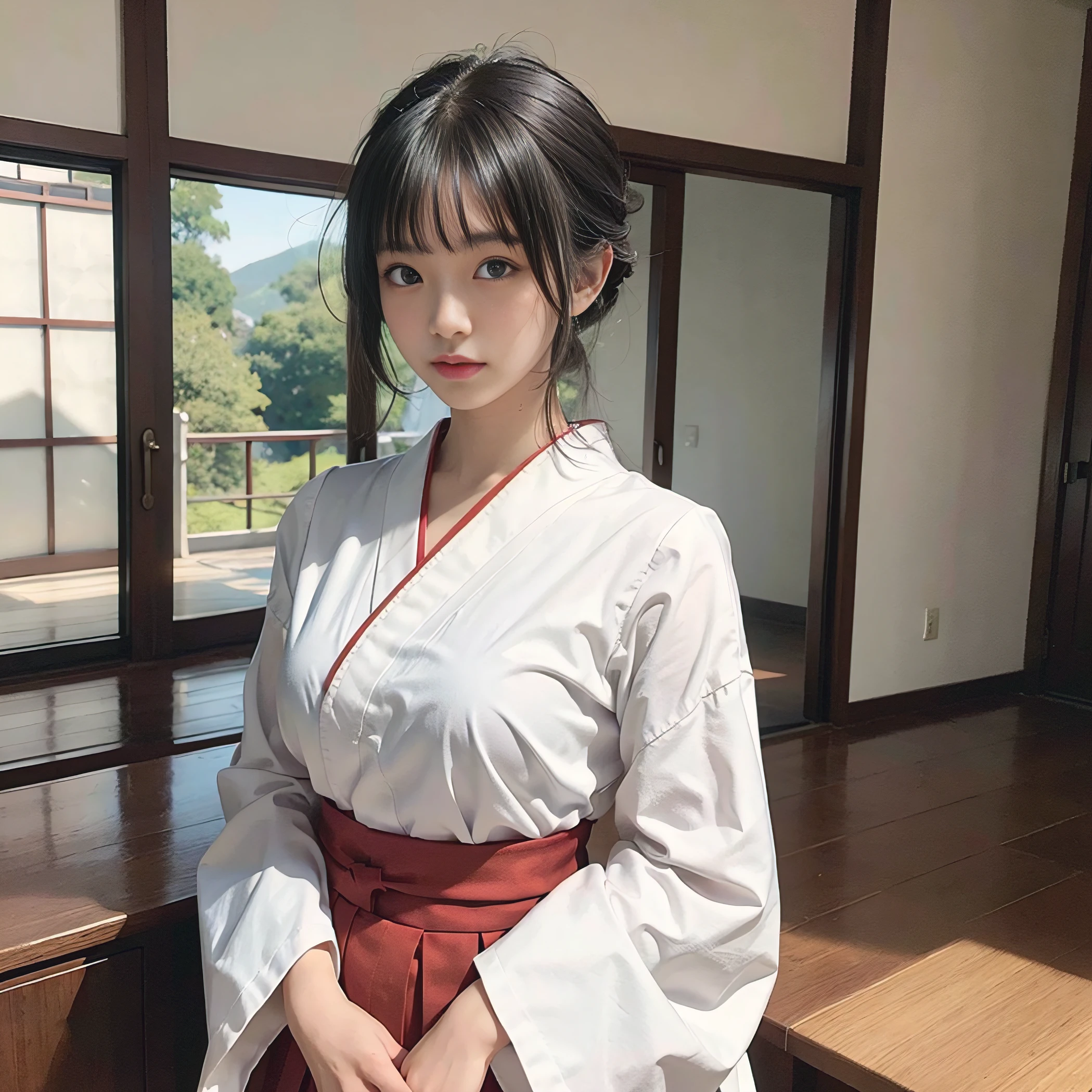 clockpunk hakama princess, white hime cut hairstyle, | Stable Diffusion
