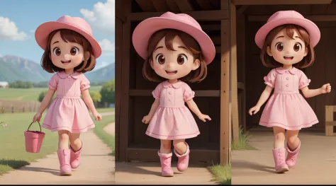 "a little girl walking, character animation frames, with an identical character design in each frame. the little girl is alone, ...