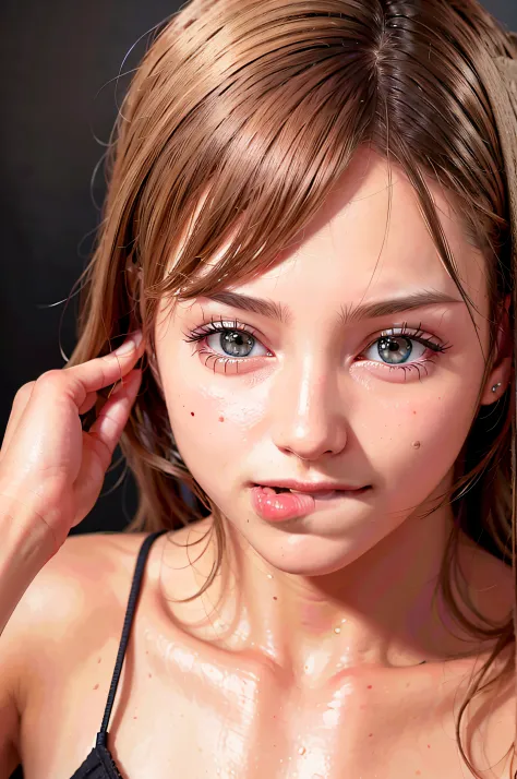 1girl, biting lip, (DDbitlip), semirealistic, masterpiece, high quality, highres, absurdres, best quality, 4k, ray tracing,