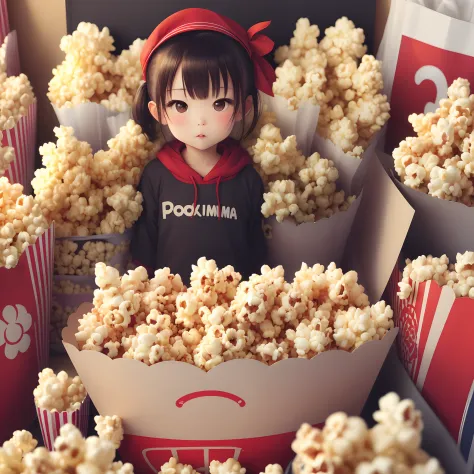 Girl with Popcorn in Anime Style High Quality AI Illustration Stock  Illustration - Illustration of field, movie: 271595392