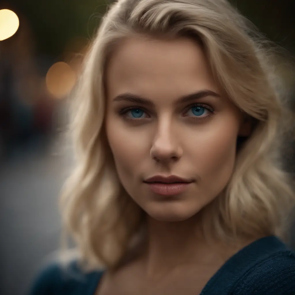 a gorgeous 24 year old Swedish blonde girl, blue eyes, puffy lips, medium breasts,