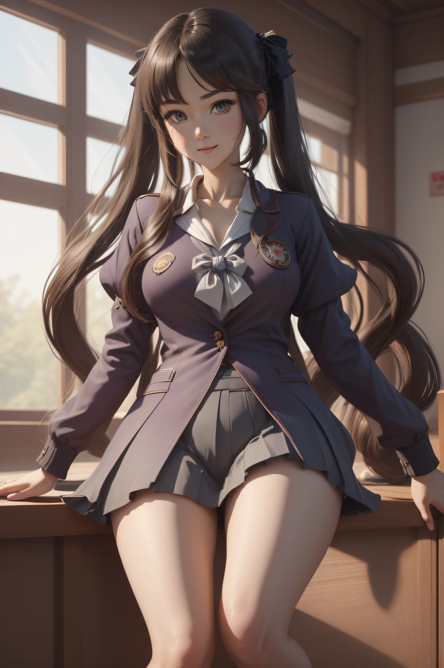 A girl in a school uniform squatted down, Девушка spread her legs, high school uniform, You can see the underpants, little chest, Miniature figure, model figure, Slim waist, Embarrassment, sexuality, Cute beautiful anime woman, detailed digital anime art, beautiful anime girl, beautiful anime girl, Anime with small details, Best Quality, Masterpiece, Ultra-detailed, Beautiful, hight resolution, Original,CG 8K ультрареалистичный, perfect artwork, beatiful face, Face Clean, Skin, hyper realistic, Ultra Detailed, A detailed eye, dramatic  lighting, (Realistic) Realistic, Full HD, Best Quality, Best Quality, Beautiful lighting, (8k wallpaper of extremely detailed CG unit), High Details, sharp-focus, The art of dramatic and photorealistic painting, beautiful smile,