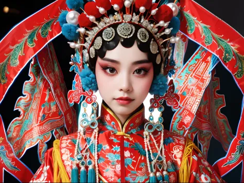 8K，Portrait Photogram，movie picture quality，。1 rapariga， CNOperaCrown， From the front， looking at viewert， Beautiful makeup，Exqu...