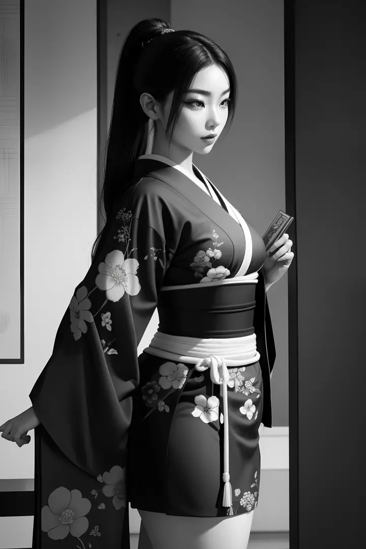 Uma linda samurai sexy, rosto lindo, corpo lindo delicado, corpo sedutor, usando um quimono aberto sexy e sedutor.

The artwork ...