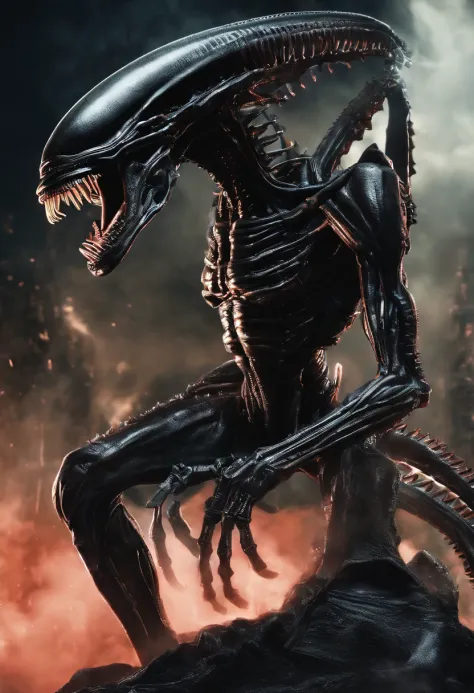 Xenomorph，slaughter，fully body pose，Sharp teeth，high - tech，Laser laser，Delicate picture