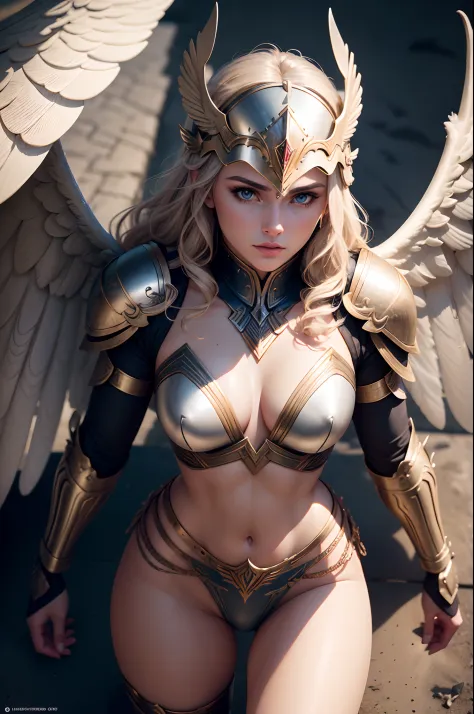 (l1vvydunne:.95), high angle photo of a gorgeous young valkyrie woman in the style of stefan kostic, realistic skin texture, nsfw,(winged helmet:1.1), (valkyrie armor:1.2), 1 / 2 body crop, 8 5 mm art lens, f 1. 2, sharp focus, 8 k high definition, insanel...