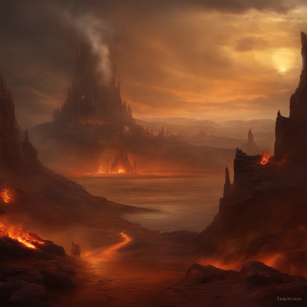 , hell scape, The bottom of hell, the final battle in hell, Apocalyptic landscapes!!!!!, mustafar, The Ruins of Hell, ! Apocalyptic landscapes!!, Superb D & DA Art of the Dark Sun, gates of hell, gates of hell, arte conceitual de world of warcraft, rescue from the underworld!!!!!!