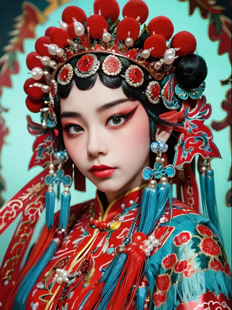 8K，Portrait Photogram，movie picture quality，。1 rapariga， CNOperaCrown， From the front， looking at viewert， Beautiful makeup，Exqu...