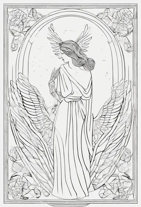 Blindfolded female angel of death, in the style of a coloring page ...