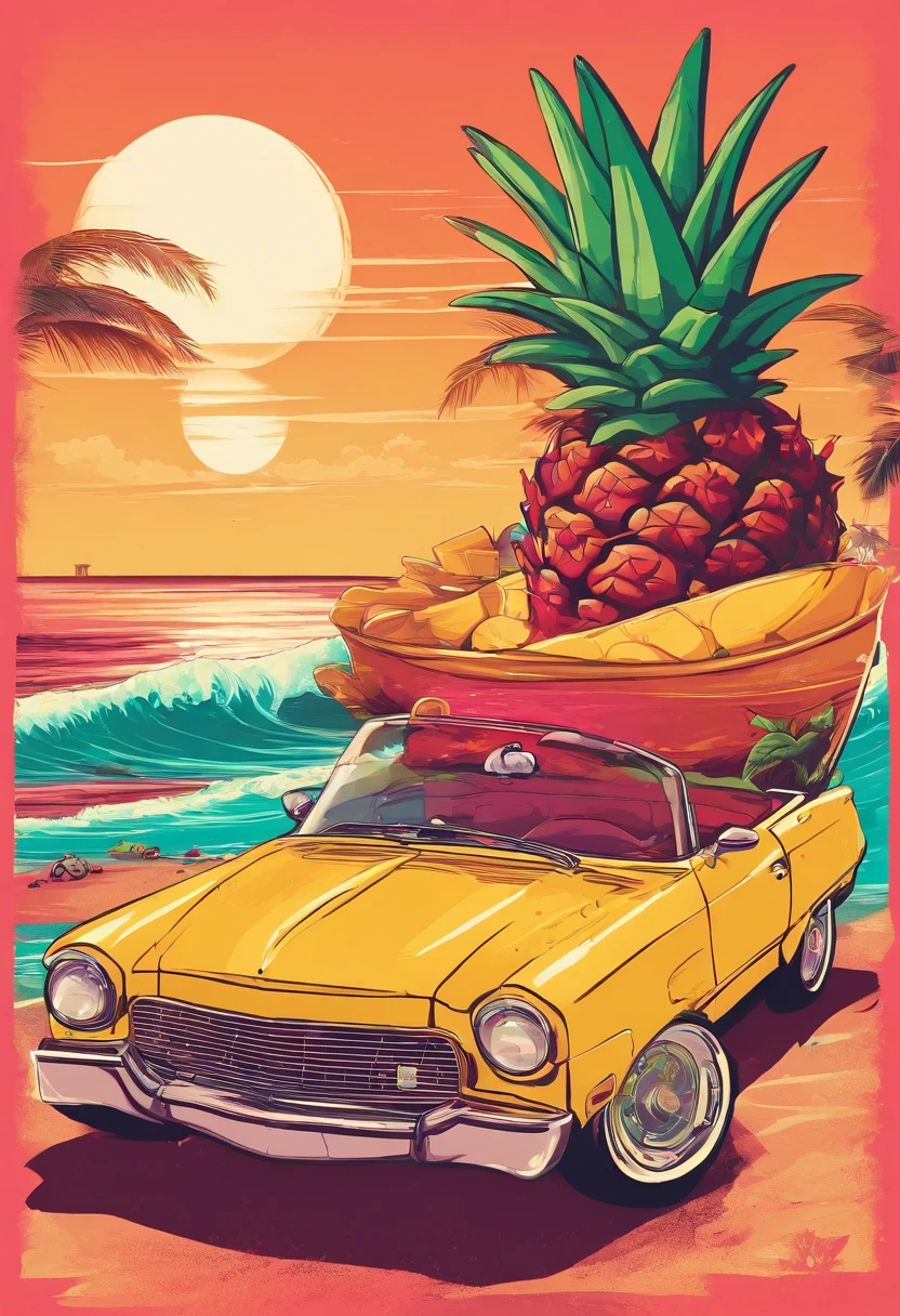 Sunset Beach，Vintage cars，Pineapple beer