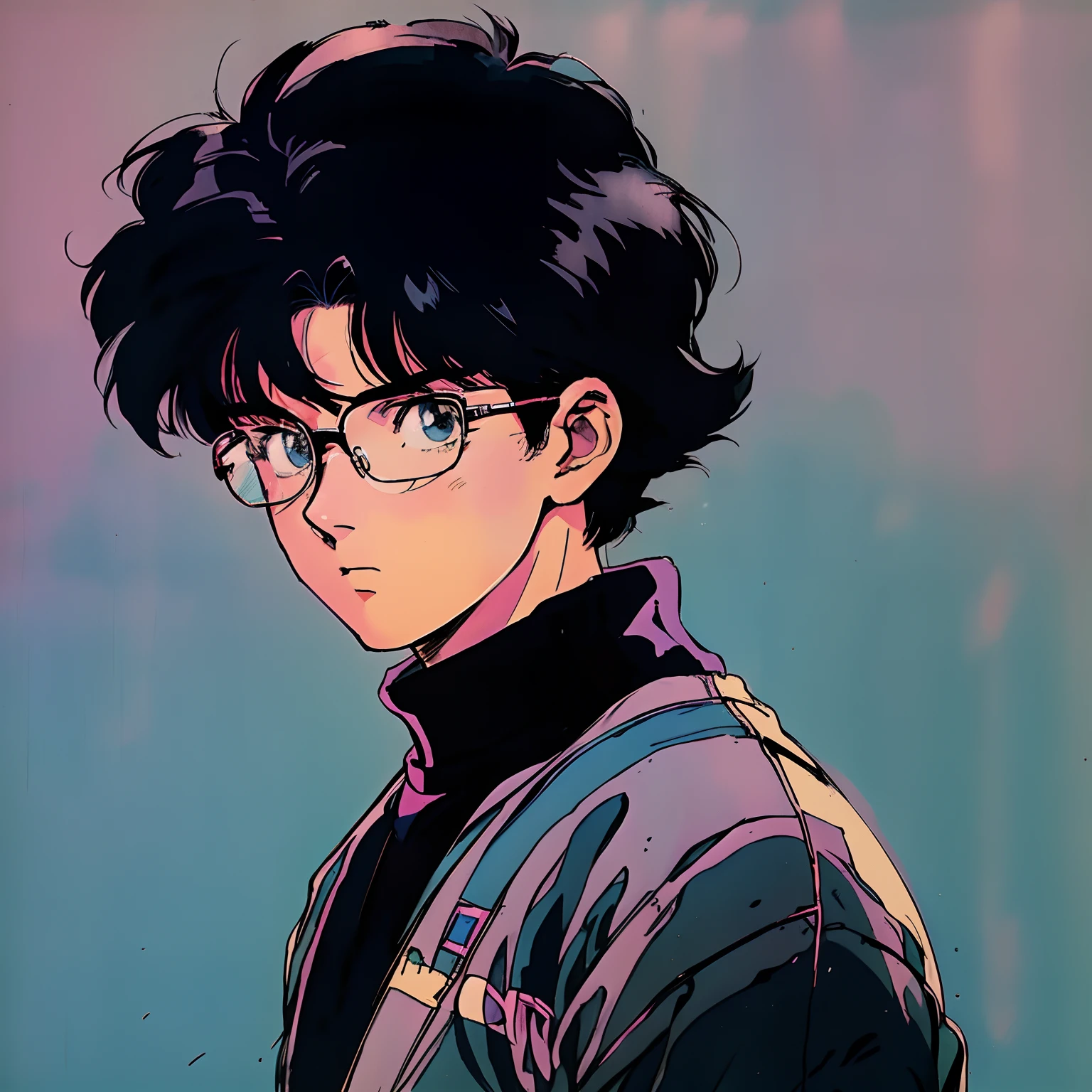 A close up of a person with glasses and a jacket - SeaArt AI