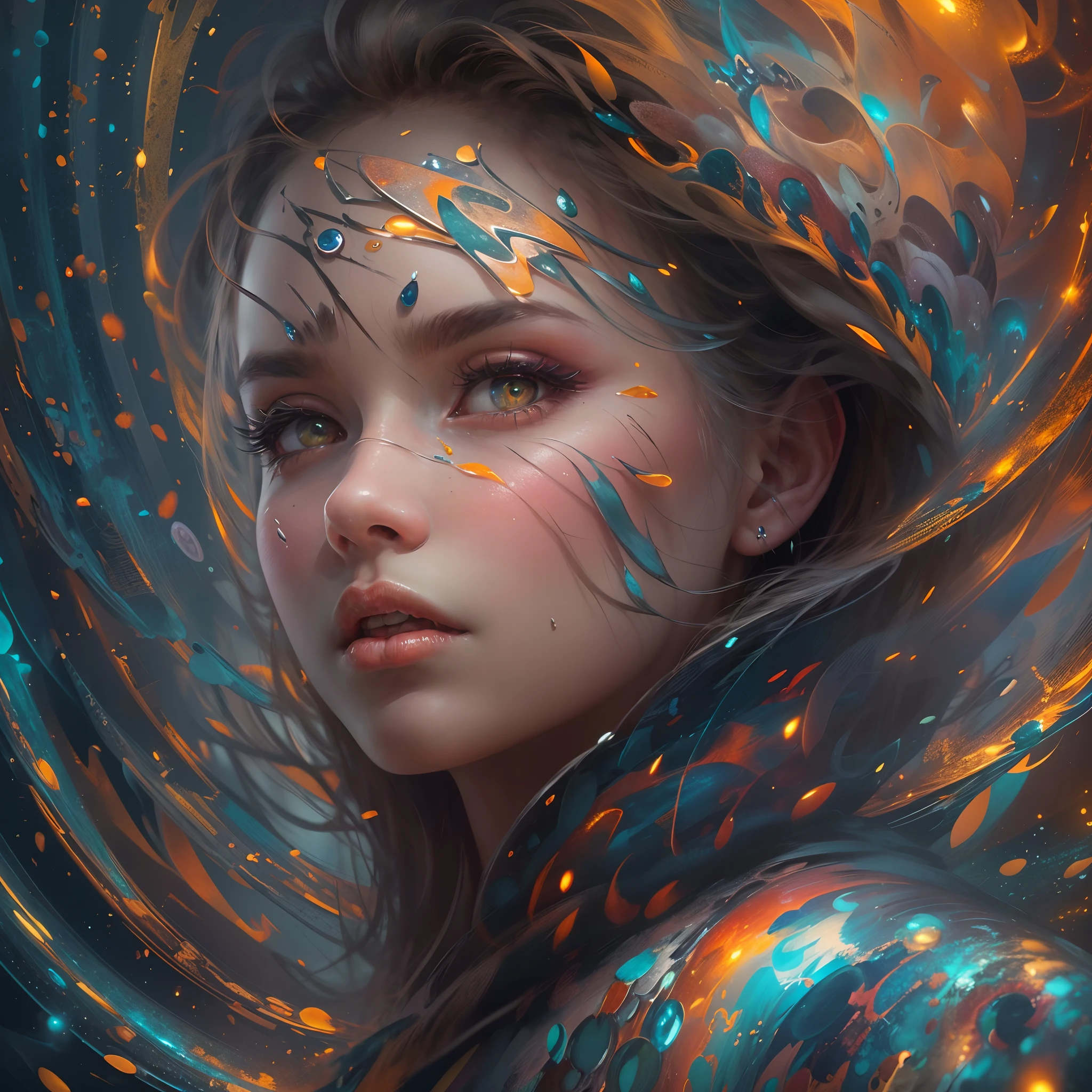 (Masterpiece, Top quality, Best quality, offcial art, Beauty and aesthetics: 1.2), (1 girl), Extreme detail, (Fractal art: 1.3), extremely colorful, suprem details, Perfect face, sportrait, hdr, starrysky, meteors, Light stripes, surrealism.