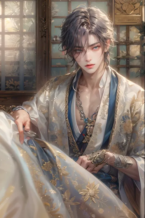 (absurdres, highres, ultra detailed, HDR), masterpiece, best quality, 1 boy , Hakuoki  character, short hair, handsome face, ani...