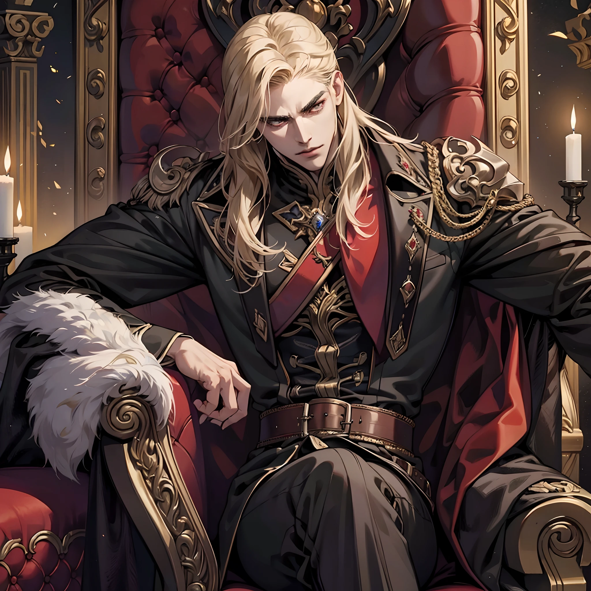 Castlevania Shadow Lord handsome muscular Lord Dracula in throne room ...