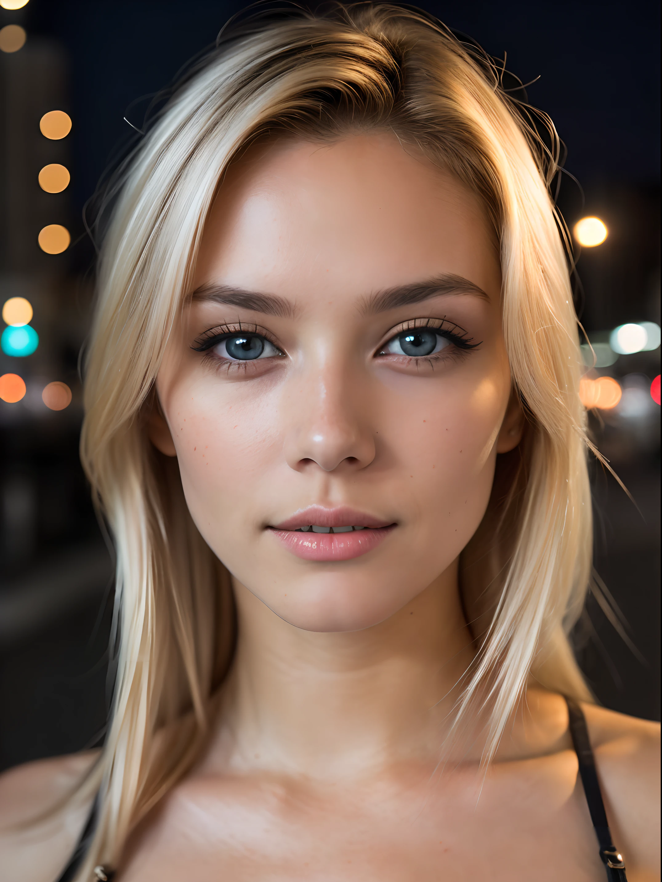 A close up of a woman with blonde hair and blue eyes - SeaArt AI