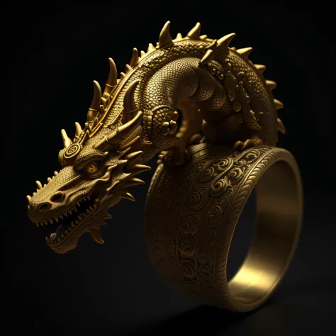 masterpiece, best quality, octane render, hdr,
no humans, simple background, black background, grey background, depth of field, gradient background,
(ring), gold, intricate detail, Dragon on ring, (Dragon body),