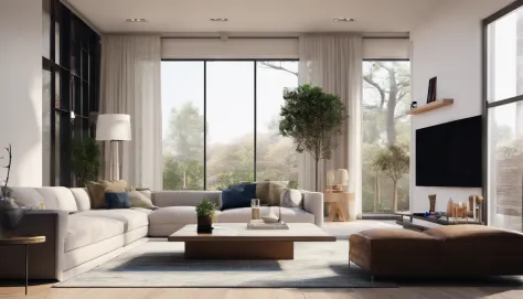 Stylish daytime living room, Realistic