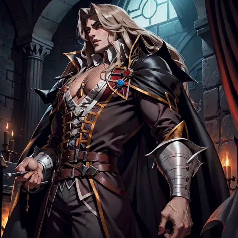 Castlevania Shadow Lord hyper realistic super detailed Lord Dracula beautiful muscular full Moroccan different angle of view of ...