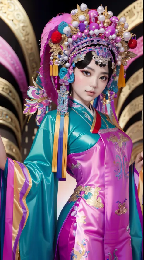 Masterpiece, Best quality, Masterpiece, Best quality, 1girll, beijing opera,tchibi，（tmasterpiece，top Quority，best qualtiy，offcial art，Beauty and aesthetics：1.2），（1girll：1.3），The is very detailed，（s fractal art：1.1），Most detailed，（ zentangle:1.2), full body...