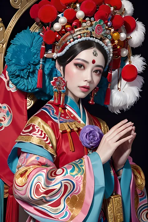 Woman in traditional Chinese costume，Phoenix crown，Chinese Ghost Festival，（tmasterpiece，top Quority，best qualtiy，offcial art，Bea...