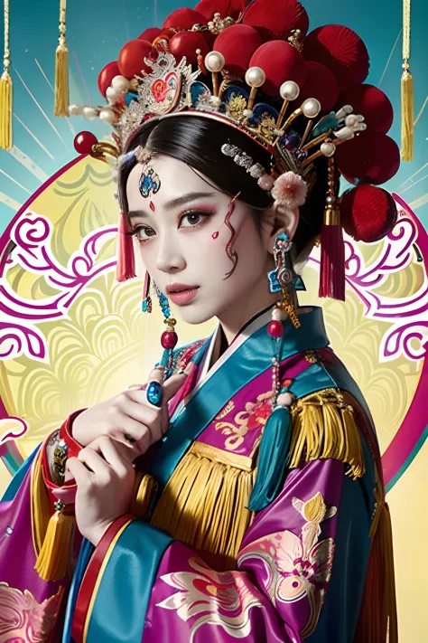 Woman in traditional Chinese costume，Phoenix crown，Chinese Ghost Festival，（tmasterpiece，top Quority，best qualtiy，offcial art，Bea...