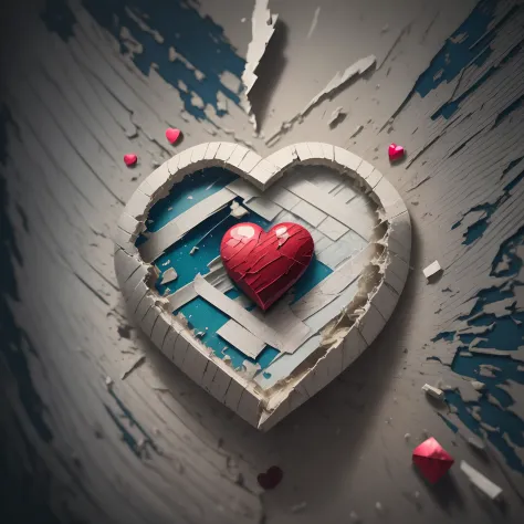 create an image of a broken heart, pay attention to the details of bandages and wounds --auto --s2
