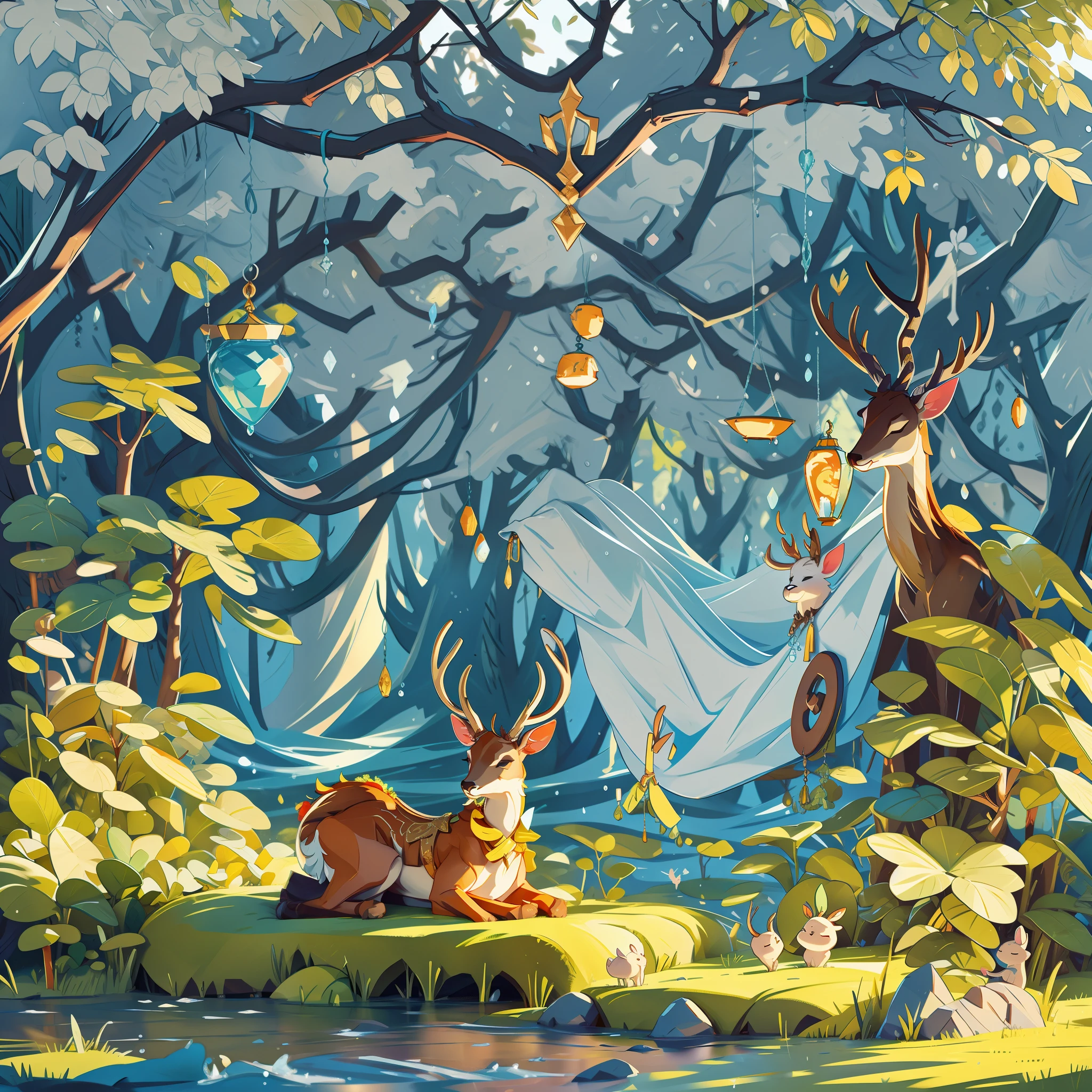 鹿在森林深处睡着，沐浴着阳光. 即使爱的泪水落下也无声无息, 杰作, 最好的质量