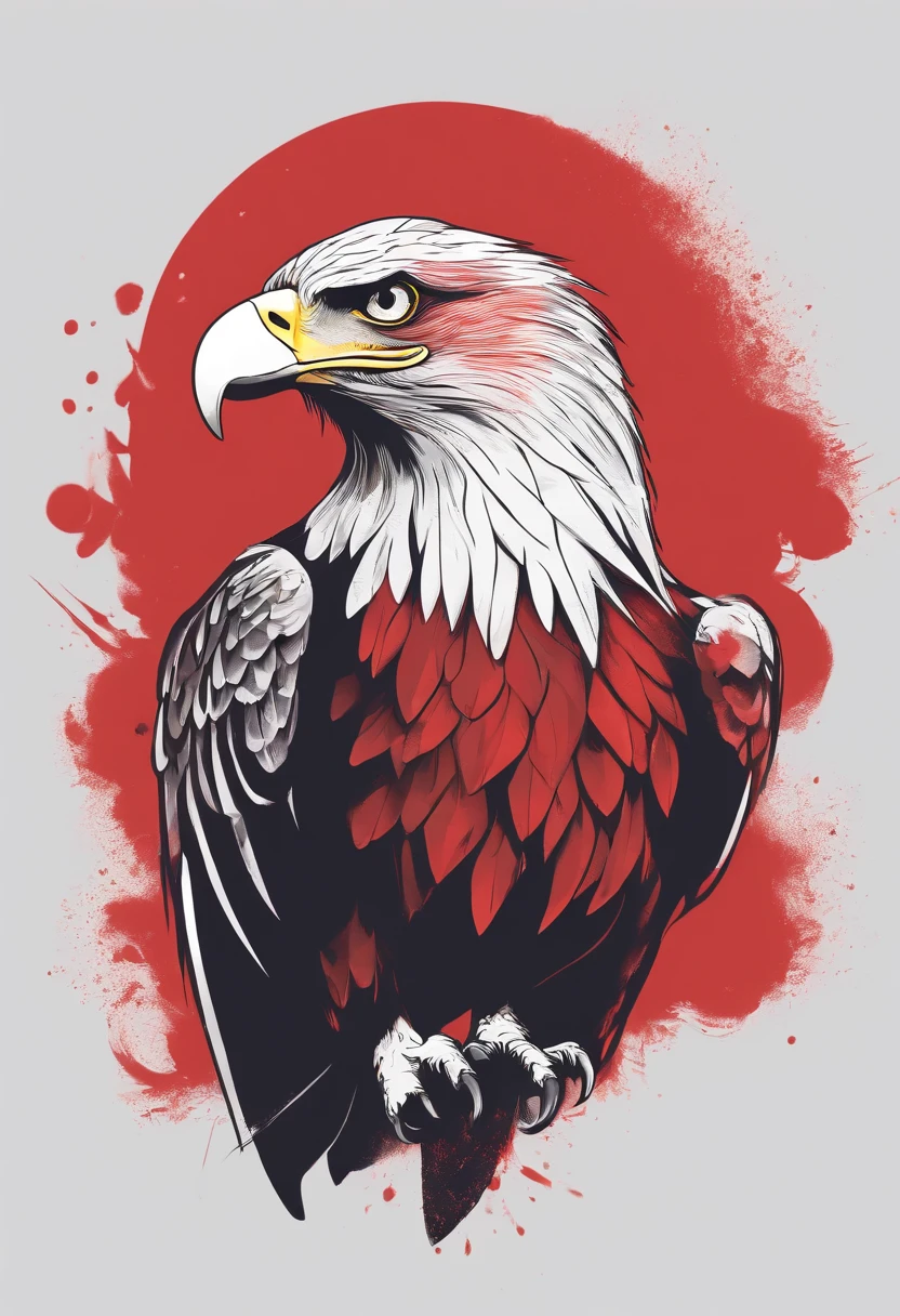 minimalist logo, vector art illustration of an eagle, sharp design, monochrome red color, dark magic splash, tetradic pastel colors, vector 3d Studio Ghibli, Watercolor--v 5.2