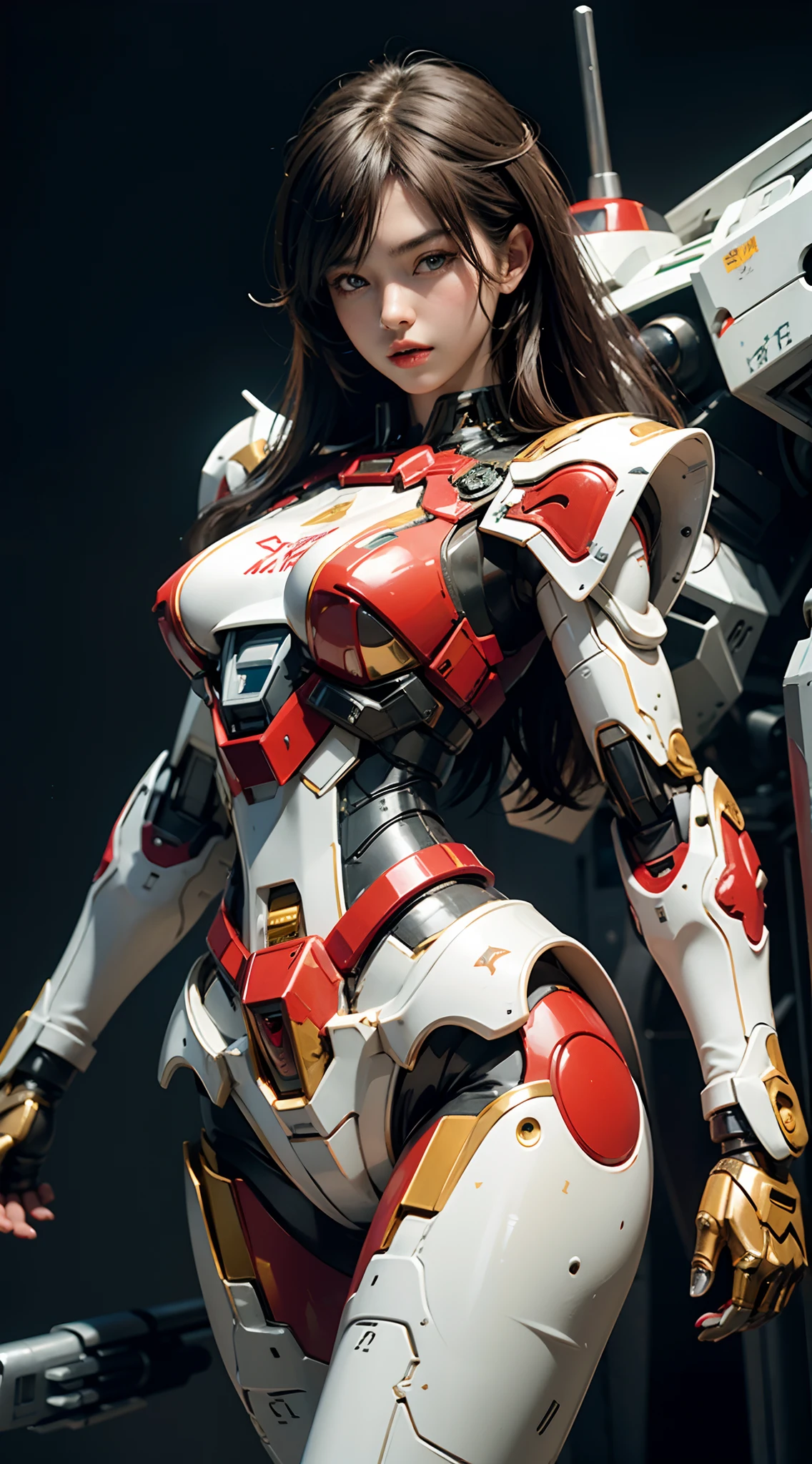 Textured skin, Super Detail, high details, High quality, Best Quality, hight resolution, 1080p, Gorgeous beauty、Girl with Beautiful Mecha Body、(Gundam) Girl with robot body