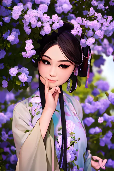 sportrait， looking at viewert， ssmile， simple backgound， keep one's mouth shut， florals ，4k ultra hd, 超高分辨率, (photorealistic: 1....