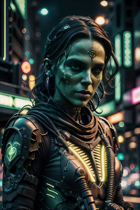 Green Neon Woman, green neon lights, colorful cinematic neon, intricate neon backdrop,  thedeathsquad