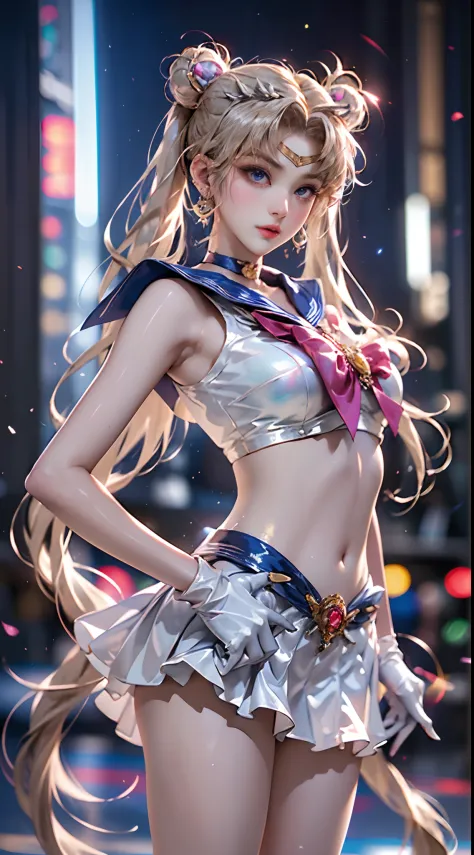 masutepiece, full: 1.3, to stand, 8K, 3D, Realistic, Ultra Micro Photography, of the highest quality, Extreme Details CG Unity 8K Wallpapers, From below, Intricate details, (nsfw:1.2),(1 female), 28 years old, (meishaonv,Sailor Moon,tiarra, Sailor Senshi U...