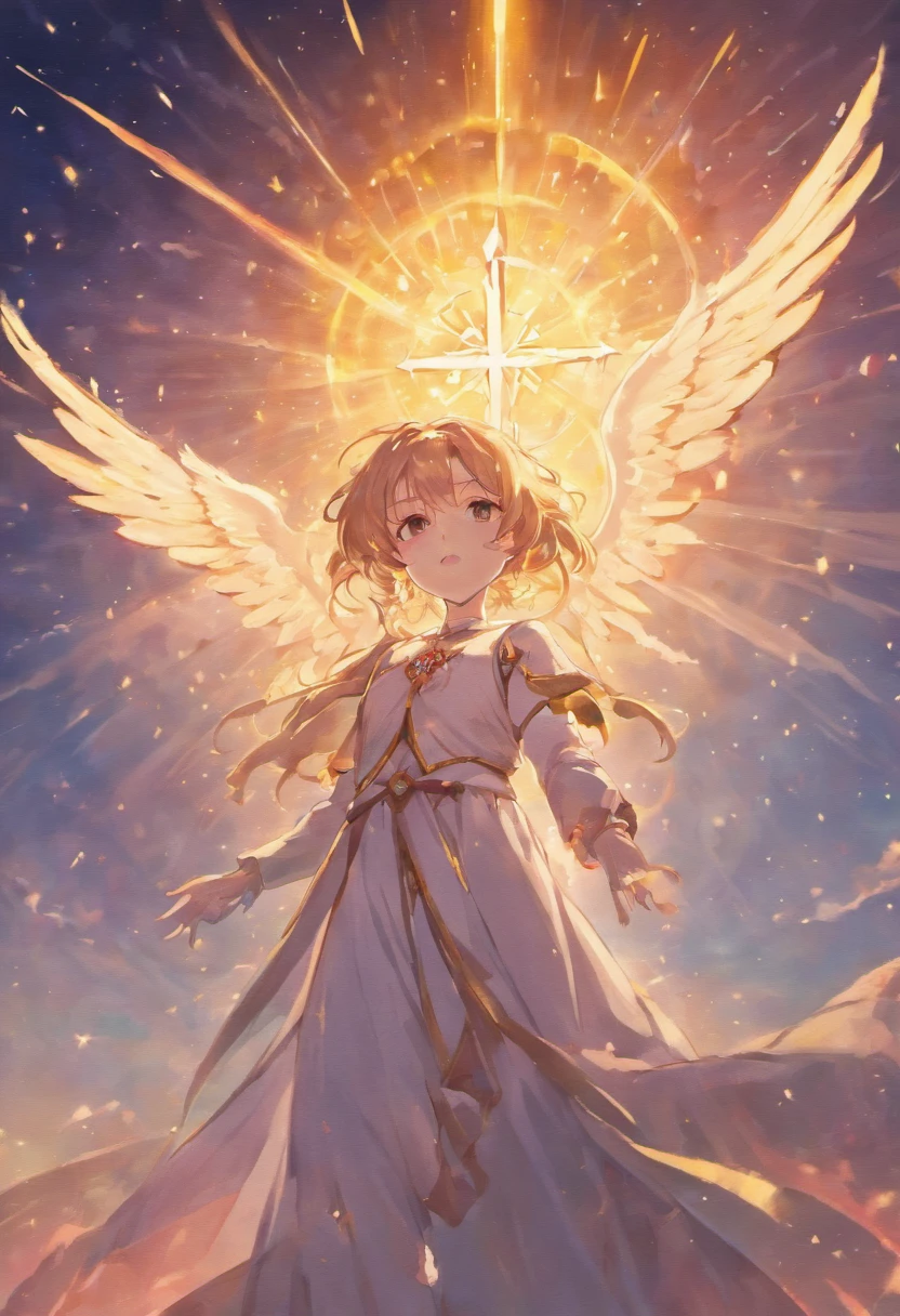 An angel with a cross above her head and a star above her head - SeaArt AI