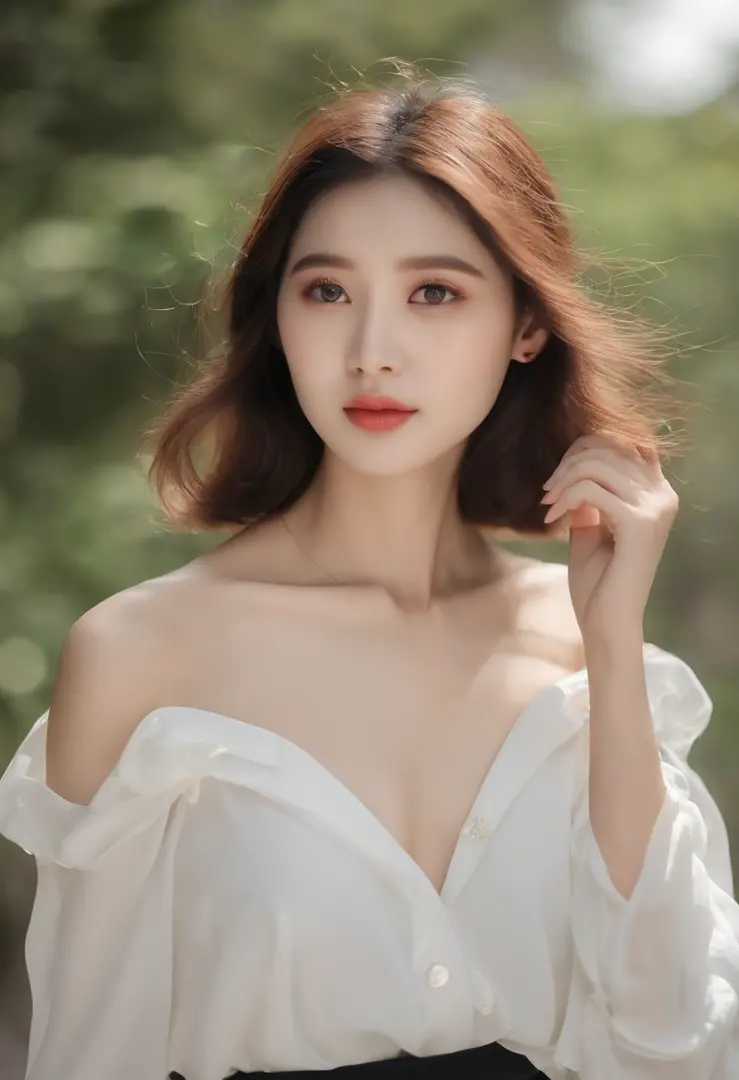 A beautiful woman with a gentle and charming Japanese spirit, half body  photo, delicate and sexy clavicle, Attractive plump face, double eyelid -  SeaArt AI