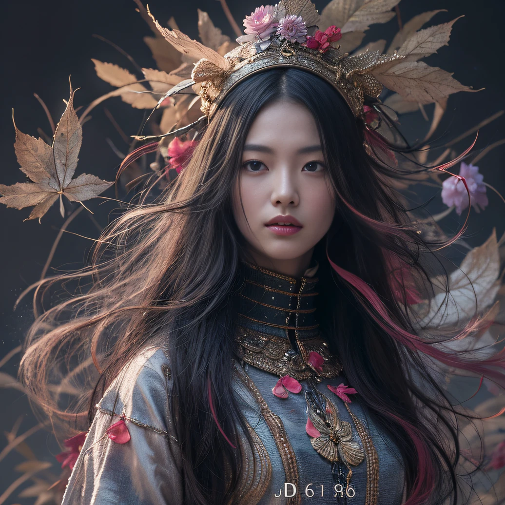 32K（tmasterpiece，k hd，hyper HD，32K）Long flowing black hair，ponds，zydink， a color， Aozhou people （Concubine girl）， （Purple silk scarf）， Combat posture， looking at the ground， long whitr hair， Floating hair， Carp pattern headdress， Chinese long-sleeved clothing， （Abstract gouache splash：1.2）， Pink petal background，Pink and white lotus flowers fly（realisticlying：1.4），Black color hair，Fallen leaves flutter，The background is pure， A high resolution， the detail， RAW photogr， Sharp Re， Nikon D850 Film Stock Photo by Jefferies Lee 4 Kodak Portra 400 Camera F1.6 shots, Rich colors, ultra-realistic vivid textures, Dramatic lighting, Unreal Engine Art Station Trend, cinestir 800，Long flowing black hair，Denim skirt