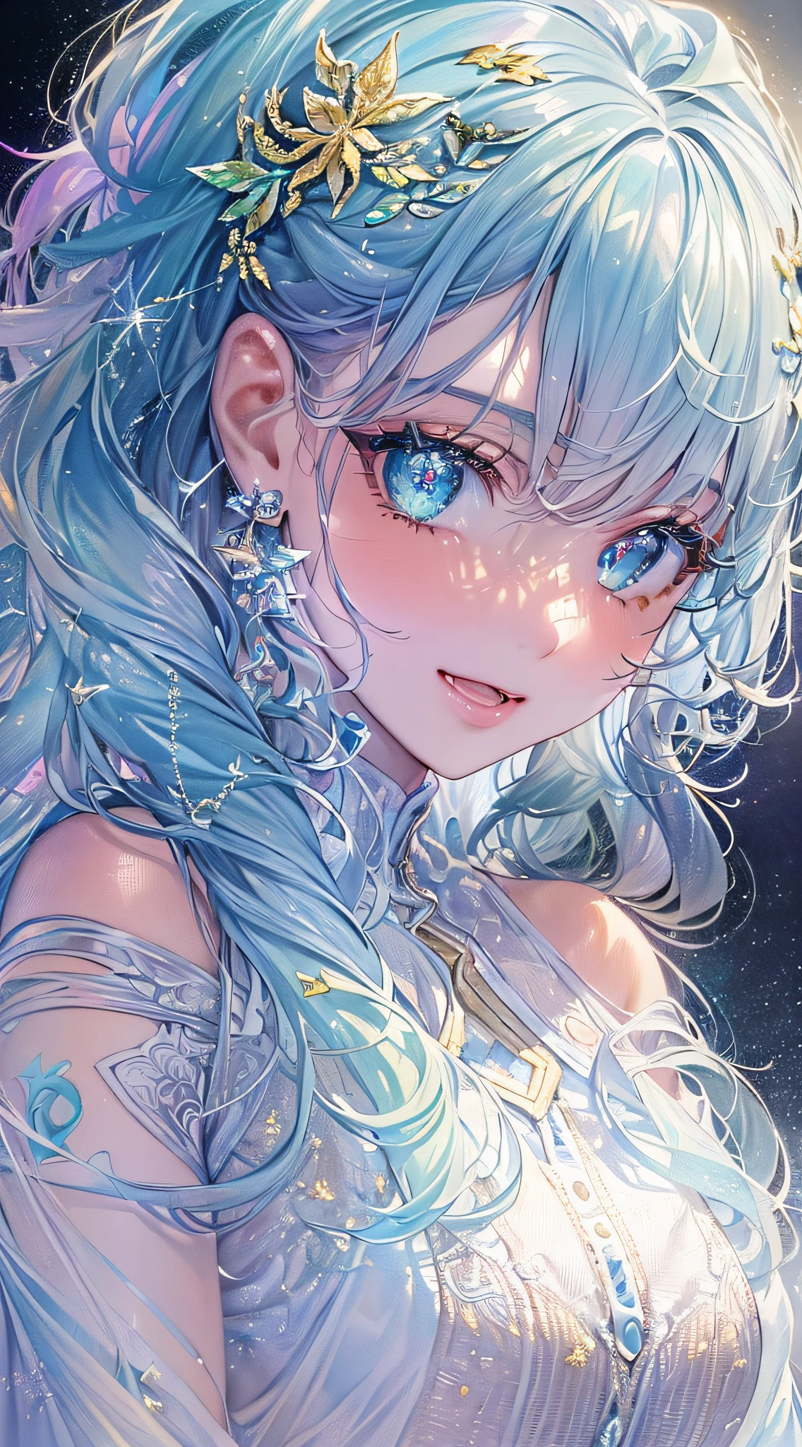 Soft Focus , (Bright gradient watercolor :1.5, Lens Flare:1.5 , Glitter :1.5), Glow , Dreamy , White background、Grid illusion, Colorful, girl、((extremely detailed eye:1.5)),((Face Zoom:1.5)),((Face Focus:1.5)),(((​masterpiece、top-quality、top-quality、watercolor paiting)))(Curly)、Official art、Beautifully Aesthetic:1.2)、eye glass:1.5、(4girl:1.5)、(Fractal Art:1.3)、The upper part of the body、colourfull、((Ultra-detailed retina:1.5))、embarrassed from、(Midriff)、((Super Detail Eyes:1.5))、(rainbow-colored hair、colourful hair、Half blue and half light blue hair:1.5)、((the Extremely Detailed CG Unity 8K Wallpapers、​masterpiece、top-quality))、((ultra-detailliert:1.2))、(The best lighting、Best Shadows、extremely delicate and beautiful)、(the Extremely Detailed CG Unity 8K Wallpapers、​masterpiece、best qualtiy、ultra-detailliert)、(The best lighting、Best Shadows、extremely delicate and beautiful)、(the perfect body:1.5)、((Wow Writing High School Uniforms:1.5)),{{{{Dazzling brilliance}}}}、Rainbow Bridge、(masutepiece:1.2), Best Quality, (Illustration:1.2), (Ultra-detailed), hyperdetails, (delicate detailed), (Intricate details), (Cinematic Light, best quality backlight), solo women, Perfect body, (4girl), (Best Illumination, extremely delicate and beautiful), Cinematic Light、【emblem:Irridescent color 】、Blue sky with white angel wings proportional to body、Sunnyday