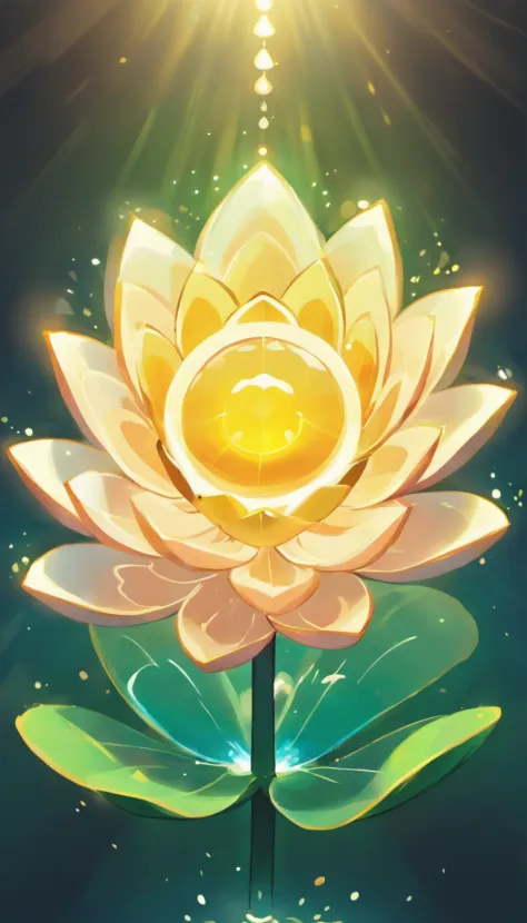 lotus flower, artistic conception, Light shines straight down from above